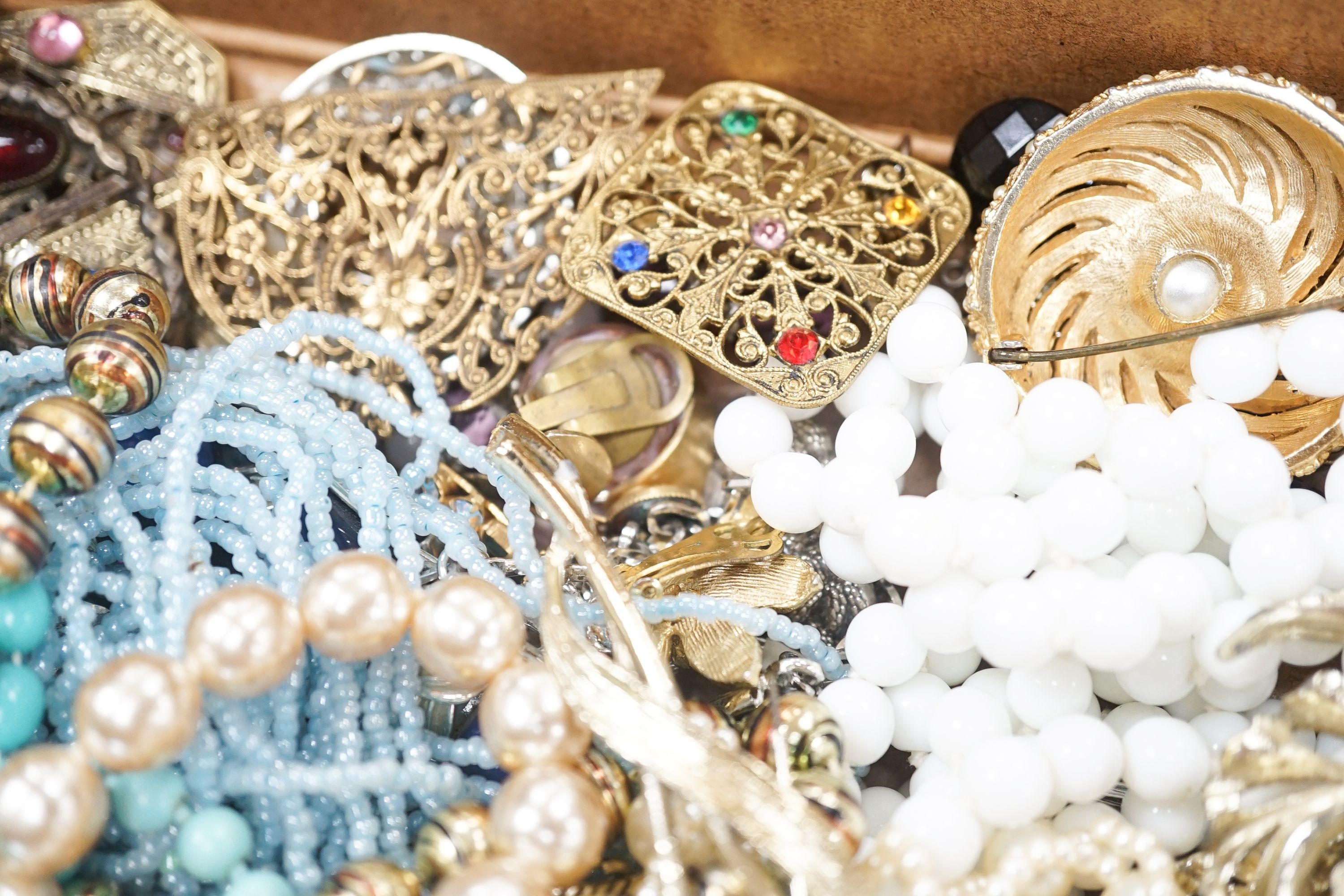 A large quantity of mixed costume jewellery.